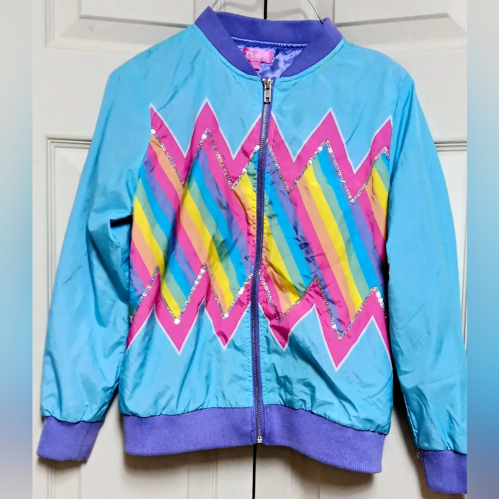 Nickelodeon JOJO'S CLOSET Stripes & Sequin Lightweight Bomber Jacket~Girls 10-12